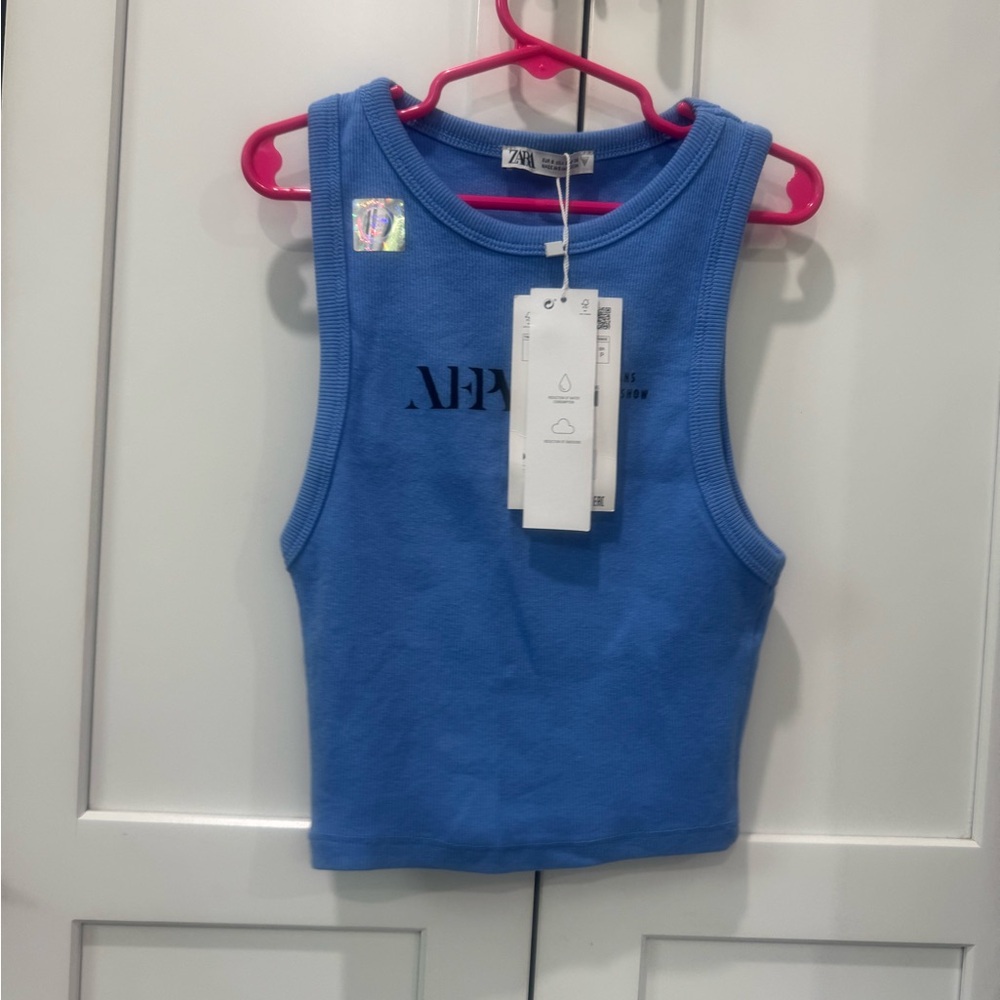 Zara Blue Casual Tank Tops Lightweight Sleeveless
